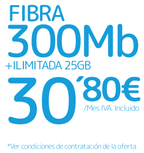 Tarifa Fibra 300 Mb + Ilimitadas 25Gb Blaveo